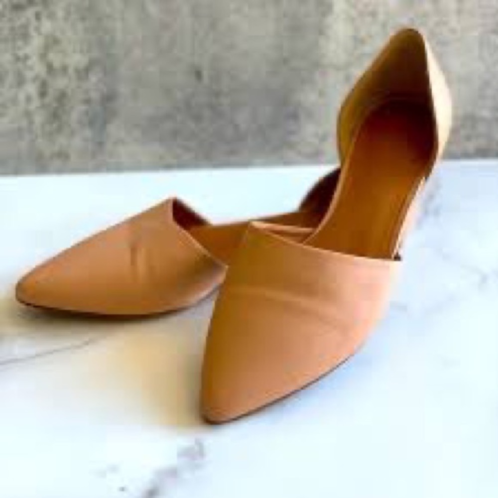 Vince Nina d’Orsay Leather Pointed Flats Cappuccino Tan 8.5